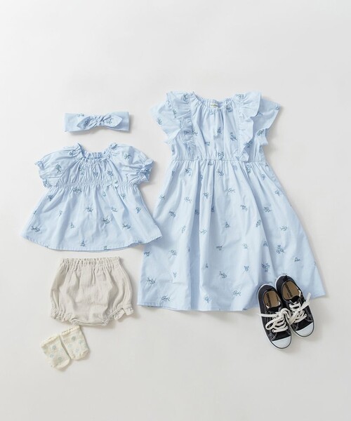 BRANSHES（ブランシェス）の「【おそろい】花刺しゅうトップス＆ブルマセット（その他ベビー用品・キッズ・オフホワイト/ブルー・70/80）」の19枚目の写真
