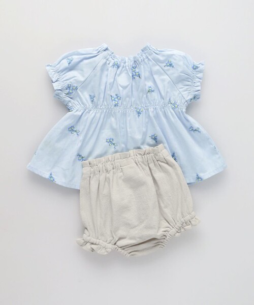 BRANSHES（ブランシェス）の「【おそろい】花刺しゅうトップス＆ブルマセット（その他ベビー用品・キッズ・オフホワイト/ブルー・70/80）」の20枚目の写真