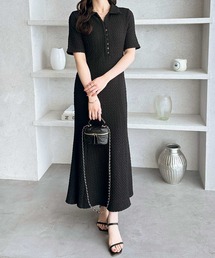 GeeRA（ジーラ）の「全骨格細見え!表面感素材ポロ襟マーメイドワンピース（ワンピース）」