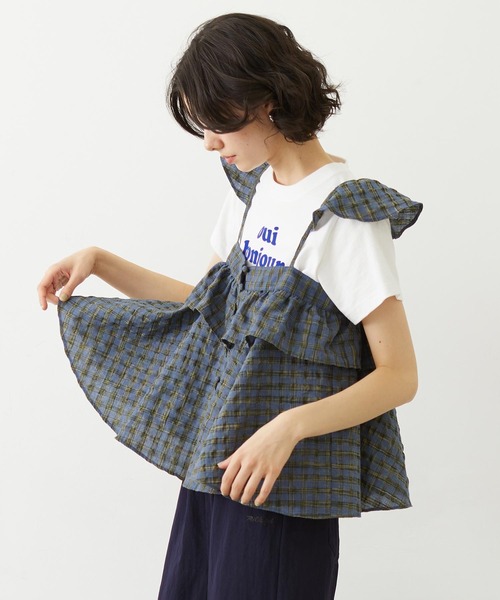 MILKFED.（ミルクフェド）の「PLAID CAMISOLE（キャミソール・レディース・ネイビー/ブラウン/ピンク・ONE SIZE）」の2枚目の写真