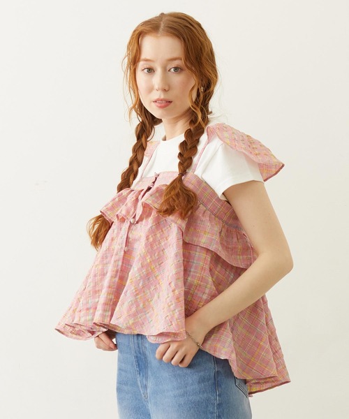 MILKFED.（ミルクフェド）の「PLAID CAMISOLE（キャミソール・レディース・ネイビー/ブラウン/ピンク・ONE SIZE）」の3枚目の写真