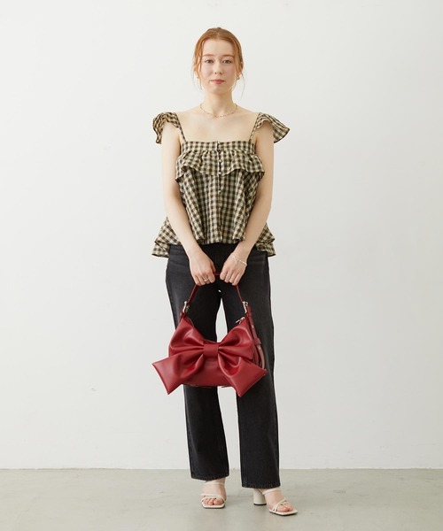 MILKFED.（ミルクフェド）の「PLAID CAMISOLE（キャミソール・レディース・ネイビー/ブラウン/ピンク・ONE SIZE）」の6枚目の写真