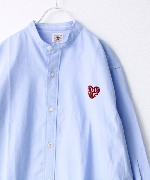 FREDY MAC（フレディーマック）の「【FREDYMAC/フレディマック】フロッキープリント バンドカラーシャツ（シャツ/ブラウス・メンズ・ホワイト/ブラック系その他3/サックスブルー・M/L）」の11枚目の写真