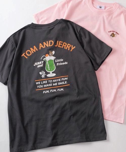 Tom&Jerry(トムアンドジェリー)の「【71】【TOM&JERRY/トムとジェリー】クイックドライ フロント&バックプリント クルーネックTシャツ/ワンポイント刺繍/ユニセックス/レディース/メンズ(S)(Tシャツ/カットソー・レディース・ライトグリーン/ブラック/グレー系/アッシュグレー/チャコールグレー/サックスブルー/ブラウン/ライトグレー系/ホワイト/イエロー/ブルー/ピンク・L/M)」の6枚目の写真
