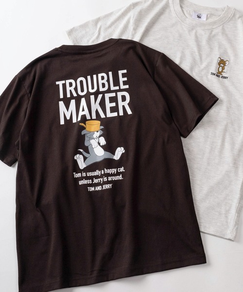 Tom&Jerry(トムアンドジェリー)の「【71】【TOM&JERRY/トムとジェリー】クイックドライ フロント&バックプリント クルーネックTシャツ/ワンポイント刺繍/ユニセックス/レディース/メンズ(S)(Tシャツ/カットソー・レディース・ライトグリーン/ブラック/グレー系/アッシュグレー/チャコールグレー/サックスブルー/ブラウン/ライトグレー系/ホワイト/イエロー/ブルー/ピンク・L/M)」の7枚目の写真