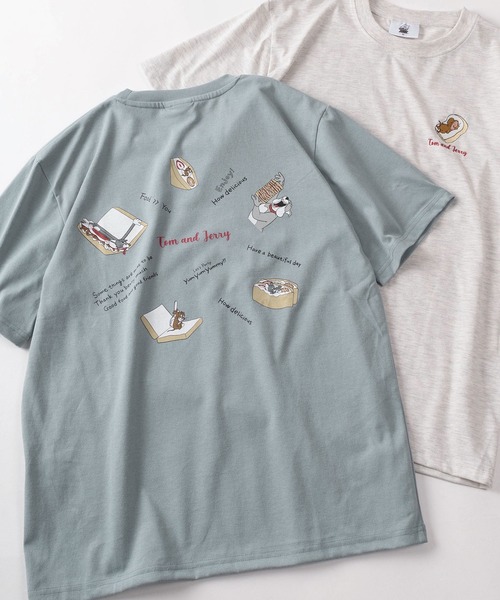 Tom&Jerry(トムアンドジェリー)の「【71】【TOM&JERRY/トムとジェリー】クイックドライ フロント&バックプリント クルーネックTシャツ/ワンポイント刺繍/ユニセックス/レディース/メンズ(S)(Tシャツ/カットソー・レディース・ライトグリーン/ブラック/グレー系/アッシュグレー/チャコールグレー/サックスブルー/ブラウン/ライトグレー系/ホワイト/イエロー/ブルー/ピンク・L/M)」の9枚目の写真