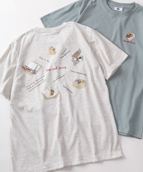 Tom&Jerry(トムアンドジェリー)の「【71】【TOM&JERRY/トムとジェリー】クイックドライ フロント&バックプリント クルーネックTシャツ/ワンポイント刺繍/ユニセックス/レディース/メンズ(S)(Tシャツ/カットソー・レディース・ライトグリーン/ブラック/グレー系/アッシュグレー/チャコールグレー/サックスブルー/ブラウン/ライトグレー系/ホワイト/イエロー/ブルー/ピンク・L/M)」の4枚目の写真