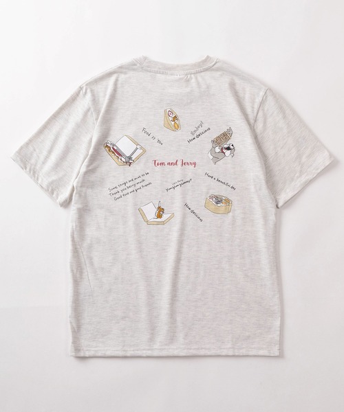 Tom&Jerry(トムアンドジェリー)の「【71】【TOM&JERRY/トムとジェリー】クイックドライ フロント&バックプリント クルーネックTシャツ/ワンポイント刺繍/ユニセックス/レディース/メンズ(S)(Tシャツ/カットソー・レディース・ライトグリーン/ブラック/グレー系/アッシュグレー/チャコールグレー/サックスブルー/ブラウン/ライトグレー系/ホワイト/イエロー/ブルー/ピンク・L/M)」の14枚目の写真