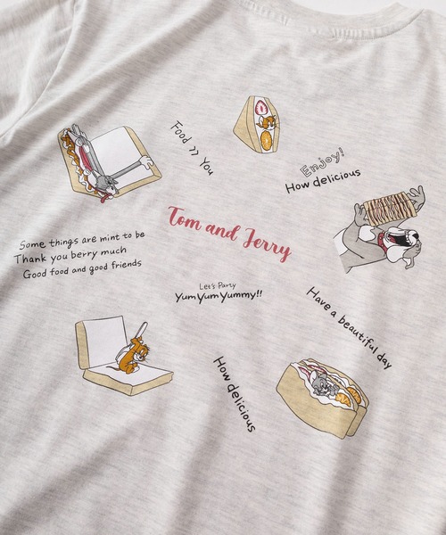 Tom&Jerry(トムアンドジェリー)の「【71】【TOM&JERRY/トムとジェリー】クイックドライ フロント&バックプリント クルーネックTシャツ/ワンポイント刺繍/ユニセックス/レディース/メンズ(S)(Tシャツ/カットソー・レディース・ライトグリーン/ブラック/グレー系/アッシュグレー/チャコールグレー/サックスブルー/ブラウン/ライトグレー系/ホワイト/イエロー/ブルー/ピンク・L/M)」の16枚目の写真