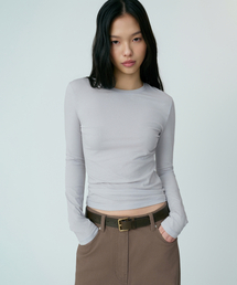 ウィメンズシアースリム長袖Tシャツ[ブルーグレー]