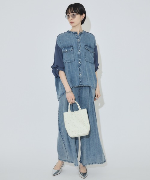 Paradise Picnic（パラダイスピクニック）の「33℃ テンセルデニム切替シャツ（シャツ/ブラウス・レディース・ブラック/ブルー・FREE）」の12枚目の写真