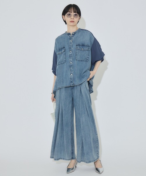 Paradise Picnic（パラダイスピクニック）の「33℃ テンセルデニム切替シャツ（シャツ/ブラウス・レディース・ブラック/ブルー・FREE）」の13枚目の写真