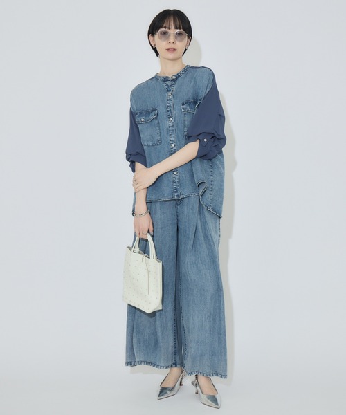 Paradise Picnic（パラダイスピクニック）の「33℃ テンセルデニム切替シャツ（シャツ/ブラウス・レディース・ブラック/ブルー・FREE）」の14枚目の写真