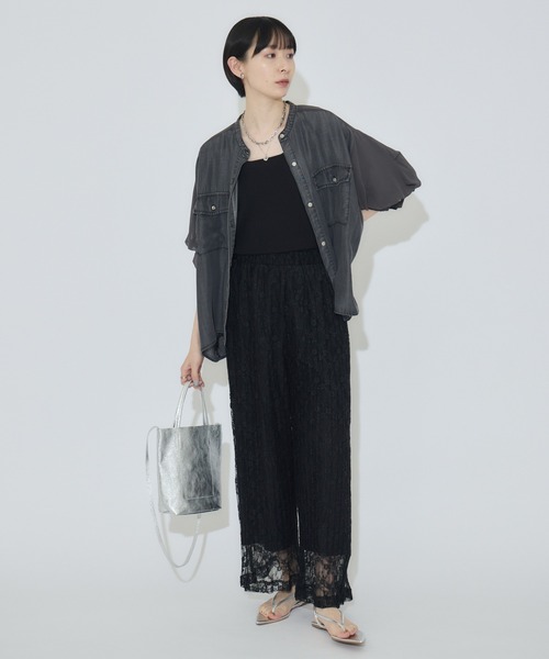 Paradise Picnic（パラダイスピクニック）の「33℃ テンセルデニム切替シャツ（シャツ/ブラウス・レディース・ブラック/ブルー・FREE）」の6枚目の写真