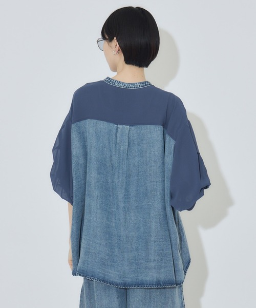 Paradise Picnic（パラダイスピクニック）の「33℃ テンセルデニム切替シャツ（シャツ/ブラウス・レディース・ブラック/ブルー・FREE）」の19枚目の写真