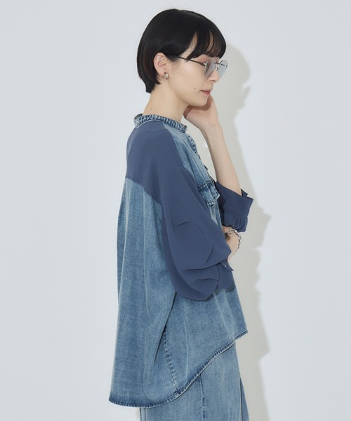 Paradise Picnic（パラダイスピクニック）の「33℃ テンセルデニム切替シャツ（シャツ/ブラウス・レディース・ブラック/ブルー・FREE）」の18枚目の写真