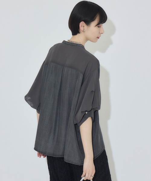 Paradise Picnic（パラダイスピクニック）の「33℃ テンセルデニム切替シャツ（シャツ/ブラウス・レディース・ブラック/ブルー・FREE）」の10枚目の写真