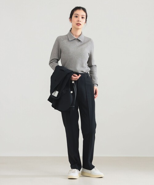 Demi-Luxe BEAMS（デミルクス ビームス）の「AK+1 / ポロカラー プルオーバー（ニット/セーター・レディース・グレー/ネイビー・ONE SIZE）」の3枚目の写真