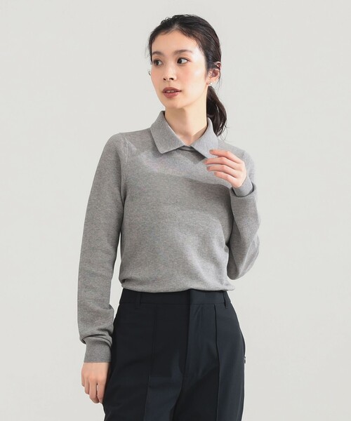 Demi-Luxe BEAMS（デミルクス ビームス）の「AK+1 / ポロカラー プルオーバー（ニット/セーター・レディース・グレー/ネイビー・ONE SIZE）」の9枚目の写真
