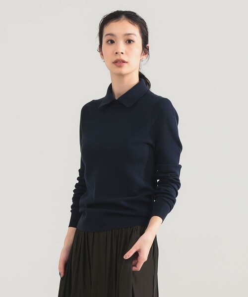 Demi-Luxe BEAMS（デミルクス ビームス）の「AK+1 / ポロカラー プルオーバー（ニット/セーター・レディース・グレー/ネイビー・ONE SIZE）」の13枚目の写真