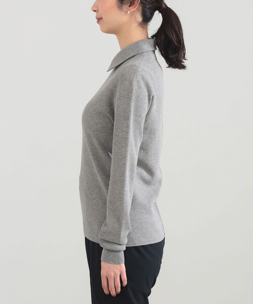 Demi-Luxe BEAMS（デミルクス ビームス）の「AK+1 / ポロカラー プルオーバー（ニット/セーター・レディース・グレー/ネイビー・ONE SIZE）」の16枚目の写真