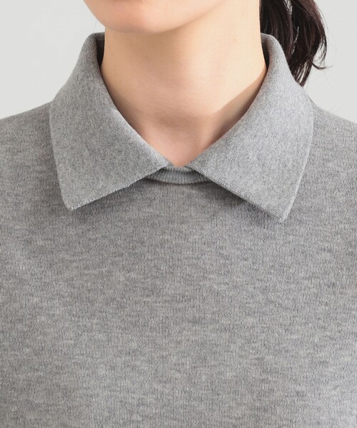 Demi-Luxe BEAMS（デミルクス ビームス）の「AK+1 / ポロカラー プルオーバー（ニット/セーター・レディース・グレー/ネイビー・ONE SIZE）」の18枚目の写真