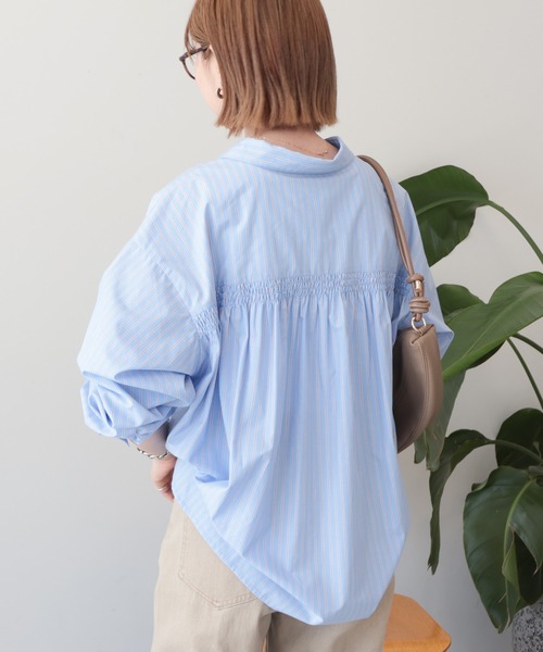 AMERICAN HOLIC(アメリカンホリック)の「【イージーケア】バックギャザースキッパーシャツ(シャツ/ブラウス・レディース・ブルー系その他4/ホワイト系その他6/ブルー系その他7・L/M)」の8枚目の写真