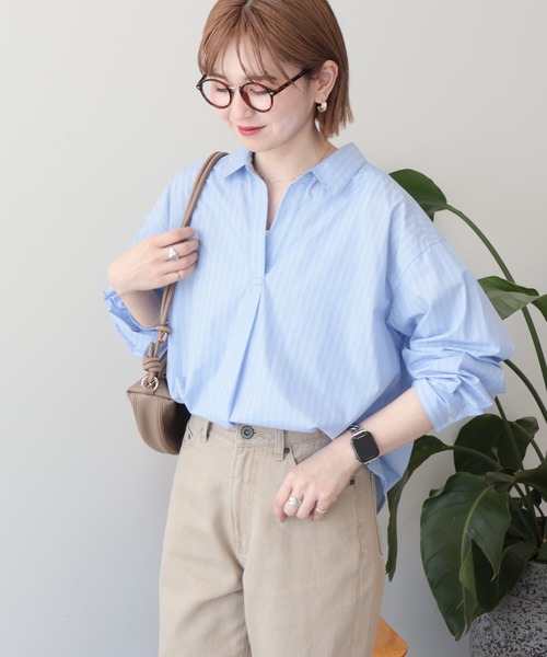 AMERICAN HOLIC(アメリカンホリック)の「【イージーケア】バックギャザースキッパーシャツ(シャツ/ブラウス・レディース・ブルー系その他4/ホワイト系その他6/ブルー系その他7・L/M)」の14枚目の写真