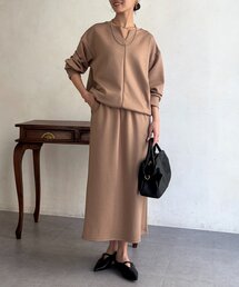 【セットアップ】スキッパーボンディングプルオーバー×ナロースカート