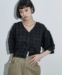 THE YOn（ザヨン）の「2wayドットジャガードタックスリーブクロップドブラウス（シャツ/ブラウス）」
