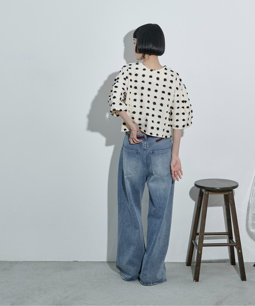 THE YOn（ザヨン）の「2wayドットジャガードタックスリーブクロップドブラウス（シャツ/ブラウス・レディース・ブラック/アイボリー・FREE）」の10枚目の写真