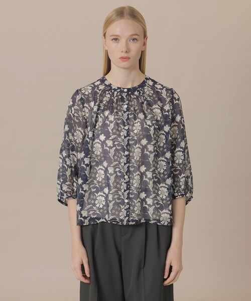 MACKINTOSH LONDON(マッキントッシュ ロンドン)の「【BIBURY FLOWER】バイブリーオーガンジーブラウス(シャツ/ブラウス・レディース・イエロー/ネイビー/ブルー・40/38)」の8枚目の写真