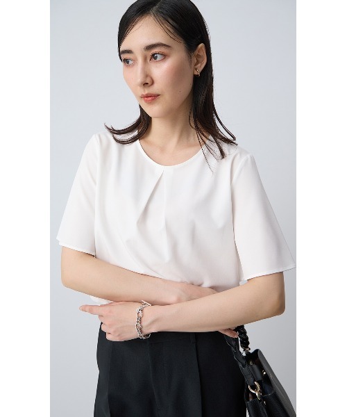 AOYAMA(アオヤマ)の「【みんなのブラウス】ゼロプレッシャーブラウス【涼】【クルーネック】【半袖】(シャツ/ブラウス・レディース・ネイビー/ラベンダー/ホワイト・S/M/L/LL)」の3枚目の写真