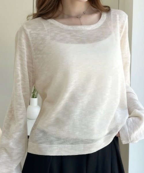 Ada.(エイダ)の「メランジ シアー ニット プルオーバー(Tシャツ/カットソー・レディース・アイボリー/ブラック/パープル・FREE)」の16枚目の写真