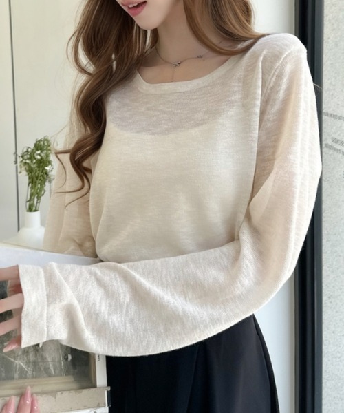 Ada.(エイダ)の「メランジ シアー ニット プルオーバー(Tシャツ/カットソー・レディース・アイボリー/ブラック/パープル・FREE)」の17枚目の写真