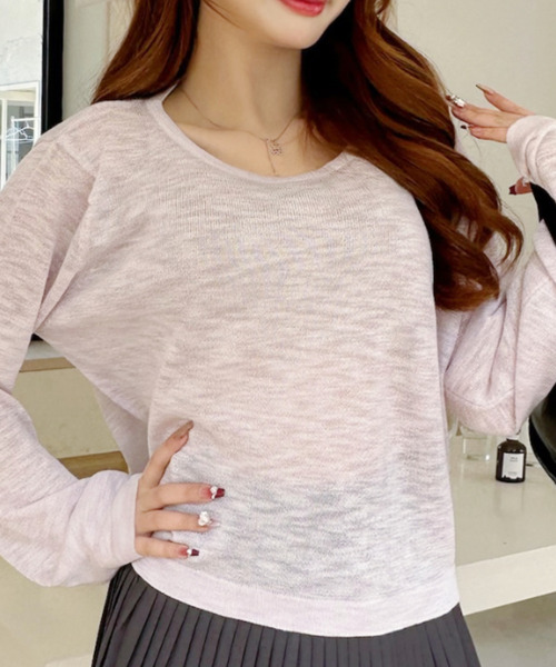 Ada.(エイダ)の「メランジ シアー ニット プルオーバー(Tシャツ/カットソー・レディース・アイボリー/ブラック/パープル・FREE)」の14枚目の写真