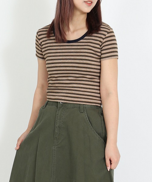 PUNYUS（プニュズ）の「ボーダーＵネックトップス（Tシャツ/カットソー・レディース・ネイビー/ブラウン/レッド・3/5/2/1/4）」の16枚目の写真