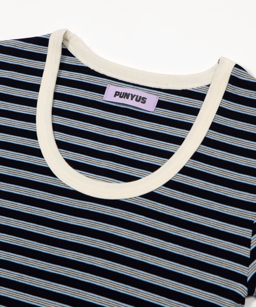 PUNYUS（プニュズ）の「ボーダーＵネックトップス（Tシャツ/カットソー・レディース・ネイビー/ブラウン/レッド・3/5/2/1/4）」の8枚目の写真