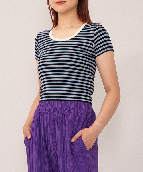 PUNYUS(プニュズ)の「【NEW SIZE】ボーダーUネックトップス(Tシャツ/カットソー・レディース・ネイビー/ブラウン/レッド・3/5/2/1/4)」の13枚目の写真