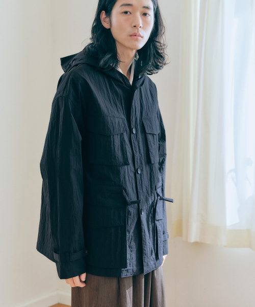 MALEN(マレン)の「ユニセックスウォッシュドハンティングジャケットブラック(ナイロンジャケット・メンズ・ブラック・LARGE/MEDIUM/SMALL)」の1枚目の写真