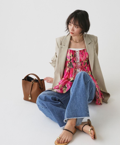 BABYLONE(バビロン)の「花柄キャミチュニック(キャミソール・レディース・ピンク・フリー)」の5枚目の写真