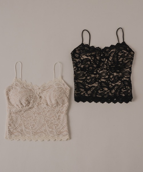 muku(ムク)の「ALL LACECAMISOLE/in bra(キャミソール・レディース・アイボリー/ブラック・FREE)」の2枚目の写真