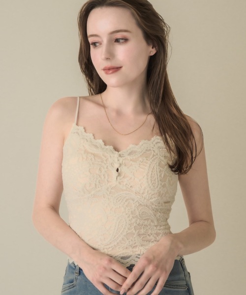 muku(ムク)の「ALL LACECAMISOLE/in bra(キャミソール・レディース・アイボリー/ブラック・FREE)」の7枚目の写真