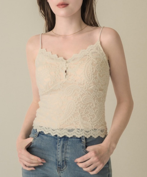 muku(ムク)の「ALL LACECAMISOLE/in bra(キャミソール・レディース・アイボリー/ブラック・FREE)」の3枚目の写真