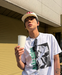 AMOU（アモウ）の「Trouble Half T-Shirts White（Tシャツ/カットソー）」