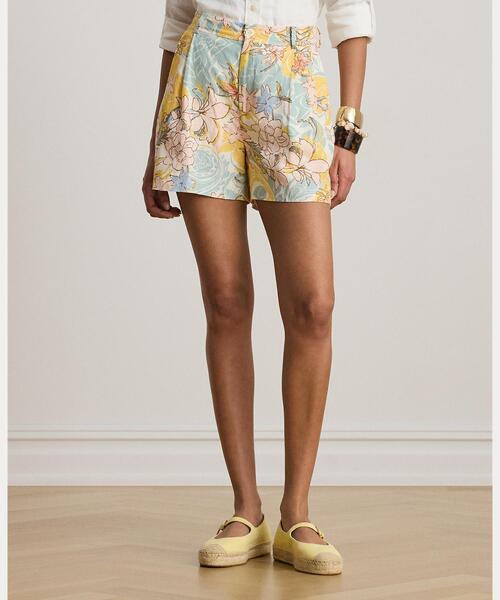 LAUREN RALPH LAUREN(ローレン ラルフ ローレン)の「フローラル プリーテッド リネン ショートパンツ(その他パンツ・レディース・ナチュラル・0)」の3枚目の写真