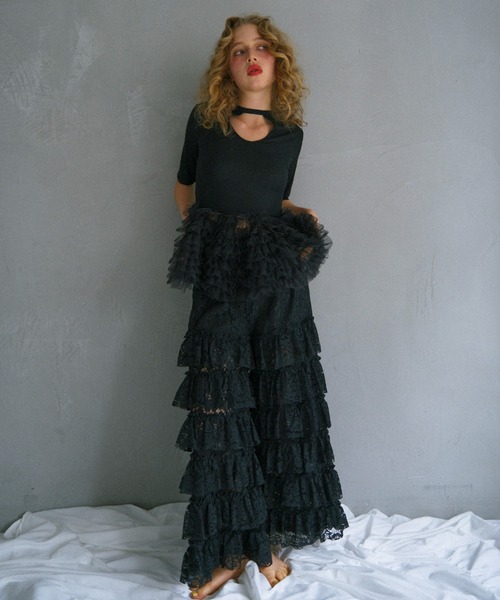 HONEY MI HONEY(ハニーミーハニー)の「tulle peplum rib cutsew(Tシャツ/カットソー・レディース・ホワイト/ピンク/グレー/ブラック・FREE)」の13枚目の写真