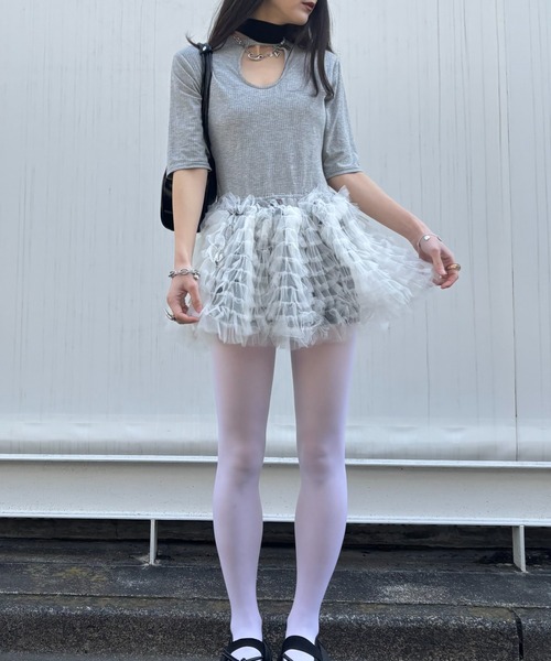 HONEY MI HONEY(ハニーミーハニー)の「tulle peplum rib cutsew(Tシャツ/カットソー・レディース・ホワイト/ピンク/グレー/ブラック・FREE)」の17枚目の写真
