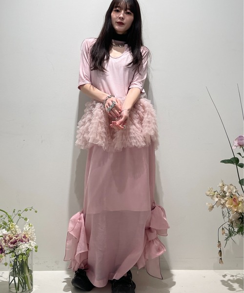 HONEY MI HONEY(ハニーミーハニー)の「tulle peplum rib cutsew(Tシャツ/カットソー・レディース・ホワイト/ピンク/グレー/ブラック・FREE)」の19枚目の写真