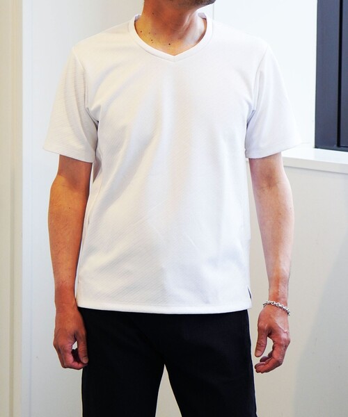 バイアスダブルジャカードVネックカットソー（Tシャツ/カットソー